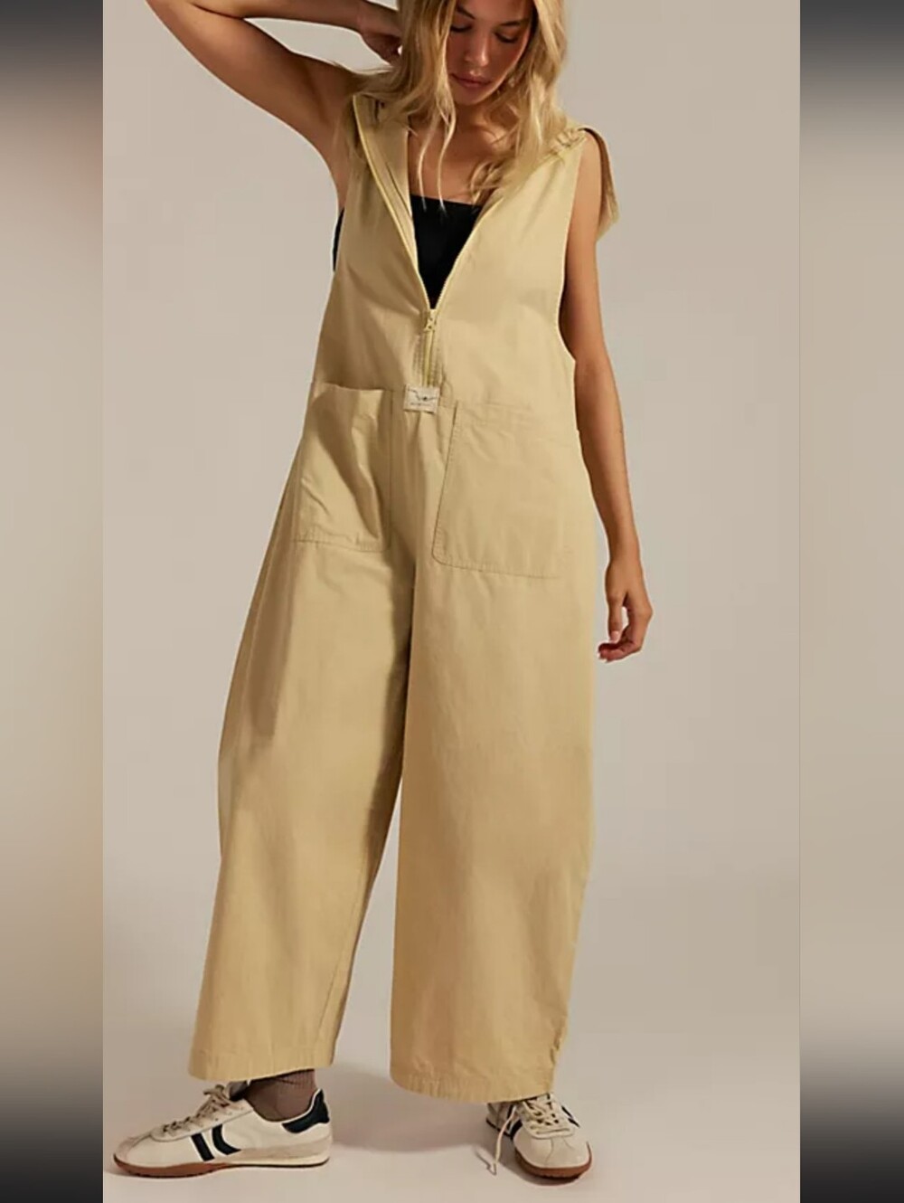 We The Free Sleeveless Sand Utility Wide-Leg Jumpsuit